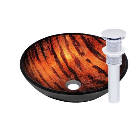 Novatto MIMETICA Glass Vessel Bathroom Sink Set, Chrome NOHP-G025CH